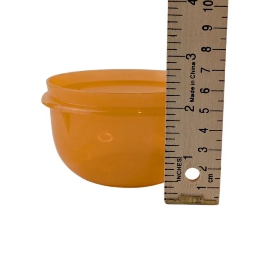 Tupperware Ideal Lit'l Bowls Orange & White w/Seals Lids Snack‎ Cups